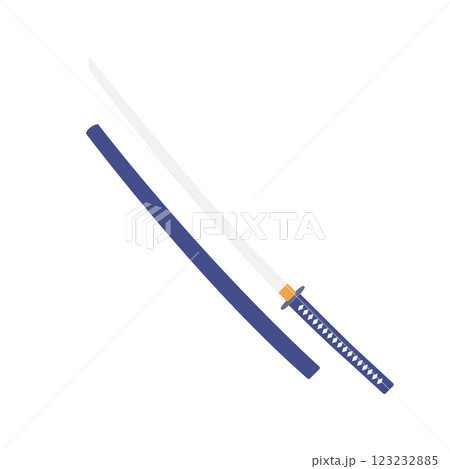Katana Flat Illustration. Clean Icon Design Element on Isolated White Background 123232885