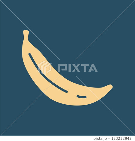 Banana doodle icon hand drawn in a modern minimalistic style and colored on dark background 123232942