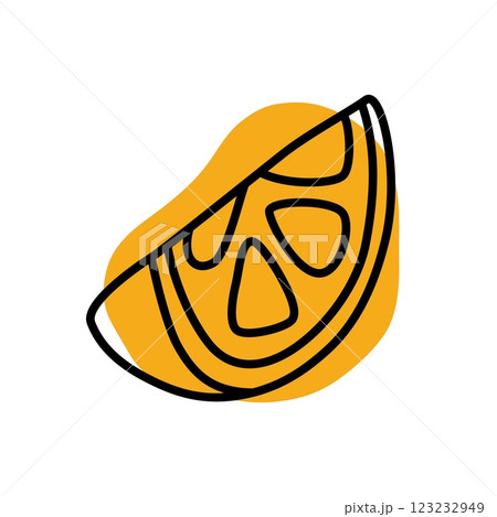 Citrus orange or lemon doodle icon hand drawn with black line in freehand style 123232949