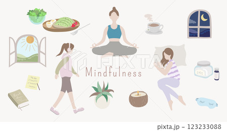 マインドフルネスMindfulness：睡眠・瞑想・歩行・ハーブティ・セルフケア 123233088