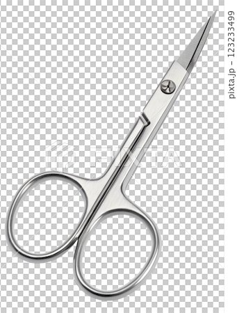 Sharp nail scissors isolated on white background, perfect for grooming and personal care, minimalist style 123233499