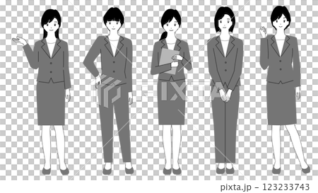 Full body illustration set of a woman in a suit 123233743