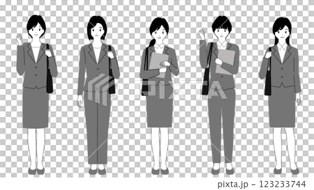 穿著西裝尋找工作的女性全身插圖集 穿著西裝尋找工作的女性全身插圖集 123233744