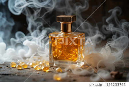 ladan, arabian bahur, wooden resin with smoke. perfumery and lifestyle concept. Ai generated 123233765