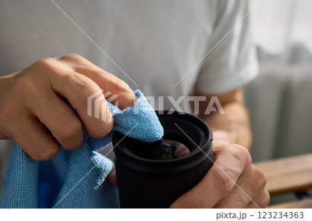 Successfully Cleaning Your Camera Lens with a High-quality Microfiber Cloth to Ensure Clarity 123234363