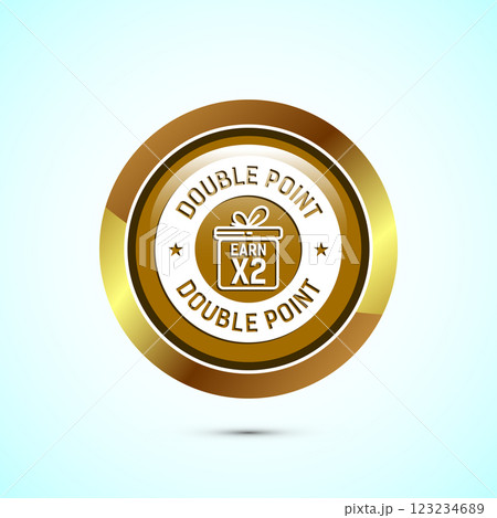 Earn x2 double point icon design illustration. Earn x2 sign symbol for promotion, Button design 123234689