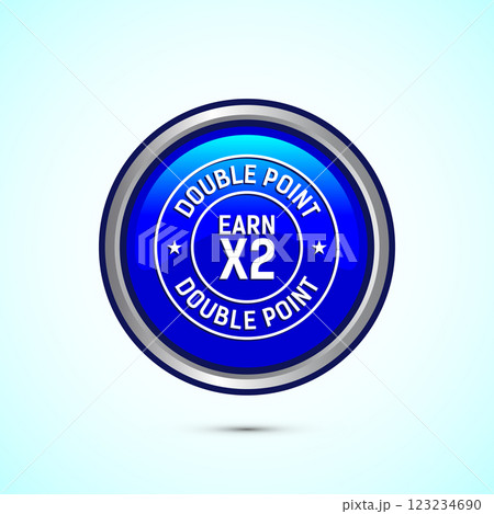Earn x2 double point icon design illustration. Earn x2 sign symbol for promotion, Button design Earn x2 double point icon design illustration. Earn x2 sign symbol for promotion, Button design 123234690
