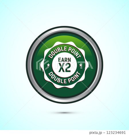 Earn x2 double point icon design illustration. Earn x2 sign symbol for promotion, Button design Earn x2 double point icon design illustration. Earn x2 sign symbol for promotion, Button design 123234691