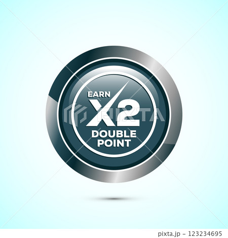 Earn x2 double point icon design illustration. Earn x2 sign symbol for promotion, Button design 123234695