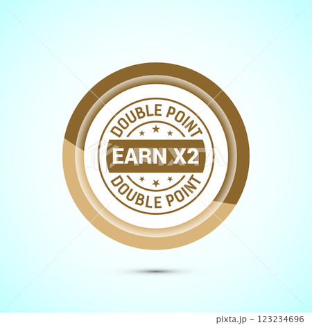 Earn x2 double point icon design illustration. Earn x2 sign symbol for promotion, Button design Earn x2 double point icon design illustration. Earn x2 sign symbol for promotion, Button design 123234696