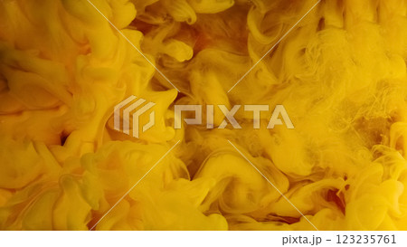 Water paint splash. Fume color fog. Defocused yellow haze mist ink vapor liquid smoke texture fluid flow on abstract art background. Water paint splash. Fume color fog. Defocused yellow haze mist ink vapor liquid smoke texture fluid flow on abstract art background. 123235761