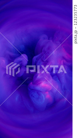 Mist swirl. Neon smoke. Gloom purple violet shimmering cloud stream in art fluid. Atmospheric abstract water multicolor defocused texture. 123235773