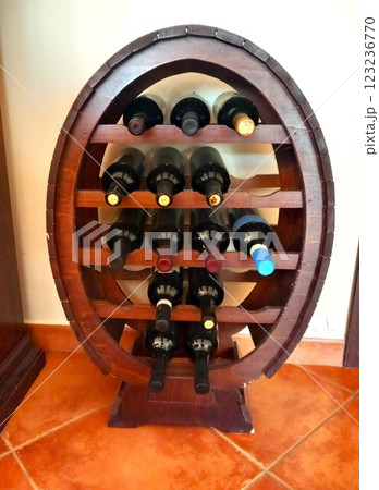 Wooden beautiful stand for wine bottles 123236770