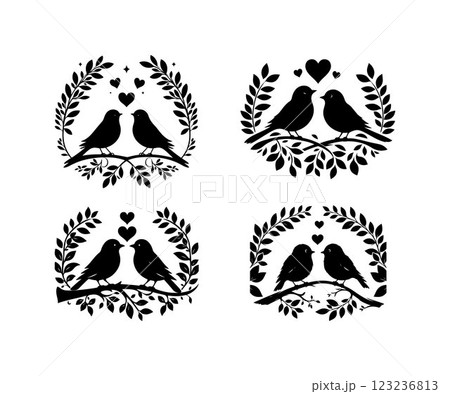 Hummingbird silhouette bundle vector art illustration design template 123236813