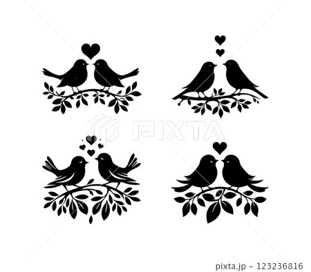 Hummingbird silhouette bundle vector art illustration design template 123236816
