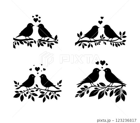 Hummingbird silhouette bundle vector art illustration design template 123236817