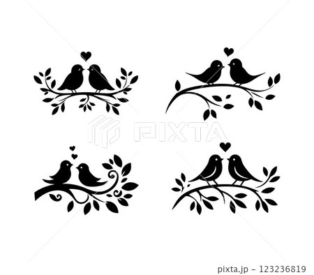 Hummingbird silhouette bundle vector art illustration design template 123236819