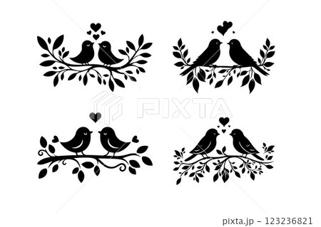 Hummingbird silhouette bundle vector art illustration design template 123236821
