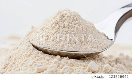 dry supplement powder proteins with spoon 123236943