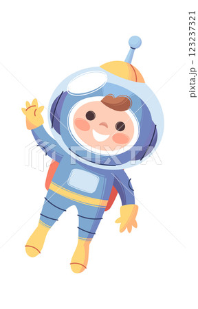 Cute little kid cosmonaut character Cute little kid cosmonaut character 123237321