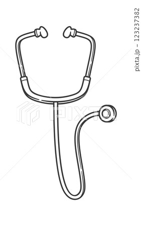 Stethoscope medical doctor equipment doodle Stethoscope medical doctor equipment doodle 123237382