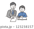 先生に勉強を教えてもらう男子学生 123238157