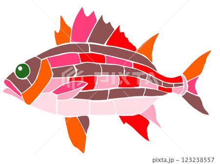 海水魚エビスタイの素敵なステンドグラス画風切り絵イラスト目地無し 海水魚エビスタイの素敵なステンドグラス画風切り絵イラスト目地無し 123238557
