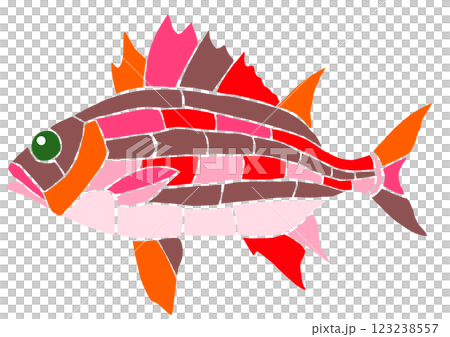 海水魚エビスタイの素敵なステンドグラス画風切り絵イラスト目地無し 海水魚エビスタイの素敵なステンドグラス画風切り絵イラスト目地無し 123238557