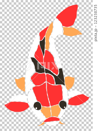 彩色玻璃風格的剪紙插圖,描繪了可愛的觀賞魚,錦鯉,沒有關節 彩色玻璃風格的剪紙插圖,描繪了可愛的觀賞魚,錦鯉,沒有關節 123238735