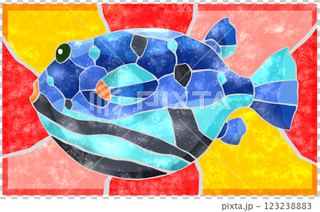 Beautiful tiled illustration of saltwater fish, ripples, and puffer fish with background Beautiful tiled illustration of saltwater fish, ripples, and puffer fish with background 123238883