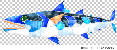 Cute mosaic-style cut-out illustration of a saltwater fish, Spanish mackerel 123239045