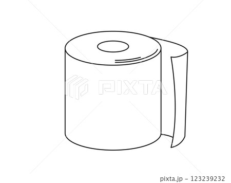 シンプルなトイレットペーパーの線画のイラスト 123239232