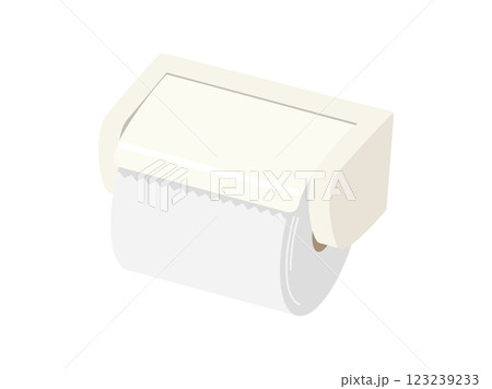 トイレットペーパーホルダーに設置されたトイレットペーパーのイラスト 123239233