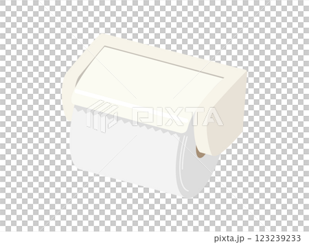 トイレットペーパーホルダーに設置されたトイレットペーパーのイラスト 123239233