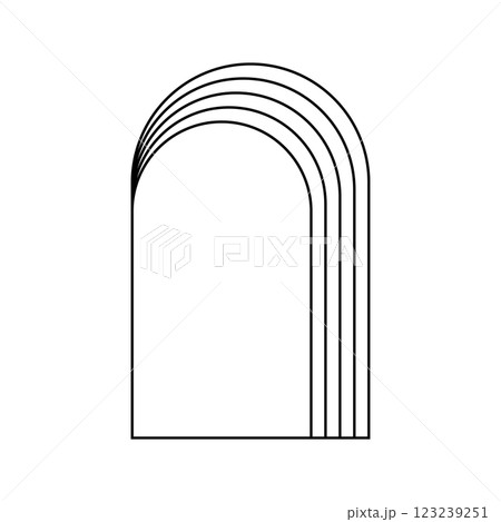 Concentric arch frames isolated on white background. Geometric arc shapes in trendy boho or art deco style. Door or gate, window or portal framework. Vector graphic illustration 123239251