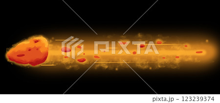 Illustration of a Meteor in Motion Hand Drawn Illustration Neon 123239374
