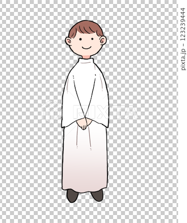 アルバを着たキリスト教徒の男性のイラスト 123239444