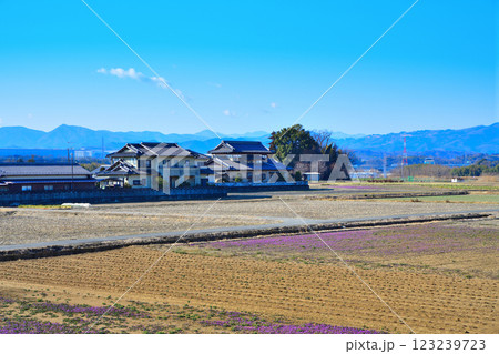 風光明媚　秩父方面山並　深谷市　六堰頭首工付近からの眺め　 123239723