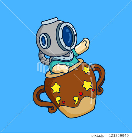 diver come out of a very large brown pot of illustration diver come out of a very large brown pot of illustration 123239949