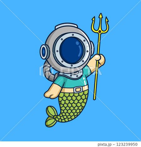 diver wear mermaid costumes and carry tridents of illustration 123239950