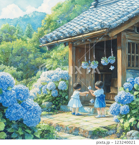 紫陽花の咲く里、幼き姉妹の優しい時間 紫陽花の咲く里、幼き姉妹の優しい時間 123240021