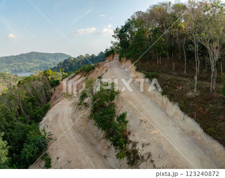 Deforestation aerial photo,Forest destroyed environmental damage from deforestation and land erosion in rural areas,Deforestation environmental destruction,Rainforest destroyed for human development 123240872