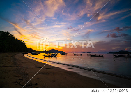 Landscape of colorful clouds in sunset or sunrise sky over sea with reflection in the tropical sea,Beautiful seascape scenery,Amazing light of nature Landscape nature background Landscape of colorful clouds in sunset or sunrise sky over sea with reflection in the tropical sea,Beautiful seascape scenery,Amazing light of nature Landscape nature background 123240908
