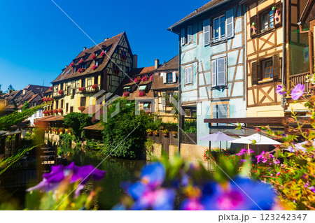 Spectacular traditional french houses on side of river Lauch in Petite Venise, Colmar, France Spectacular traditional french houses on side of river Lauch in Petite Venise, Colmar, France 123242347