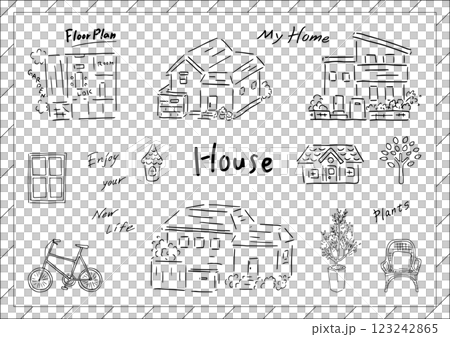 手繪房屋套裝 手繪房屋套裝 123242865