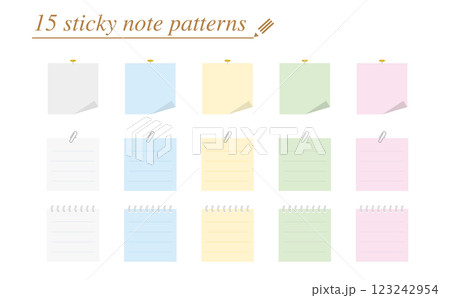 付箋のデザイン、イラストの15パターン 付箋のデザイン、イラストの15パターン 123242954