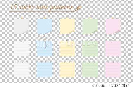 付箋のデザイン、イラストの15パターン 付箋のデザイン、イラストの15パターン 123242954