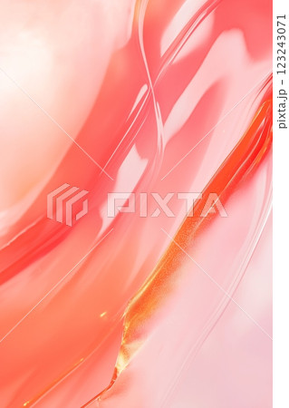 Abstract fluid texture in pink and orange with translucent curves pattern 123243071