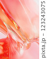 Abstract fluid texture in pink and orange with translucent curves pattern 123243075