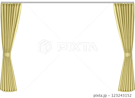 束ねた黄色のカーテン 束ねた黄色のカーテン 123243152